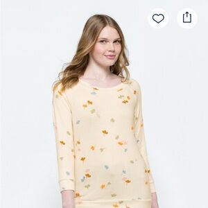 Market & Spruce Light Cream Sweater with Floral Patterns